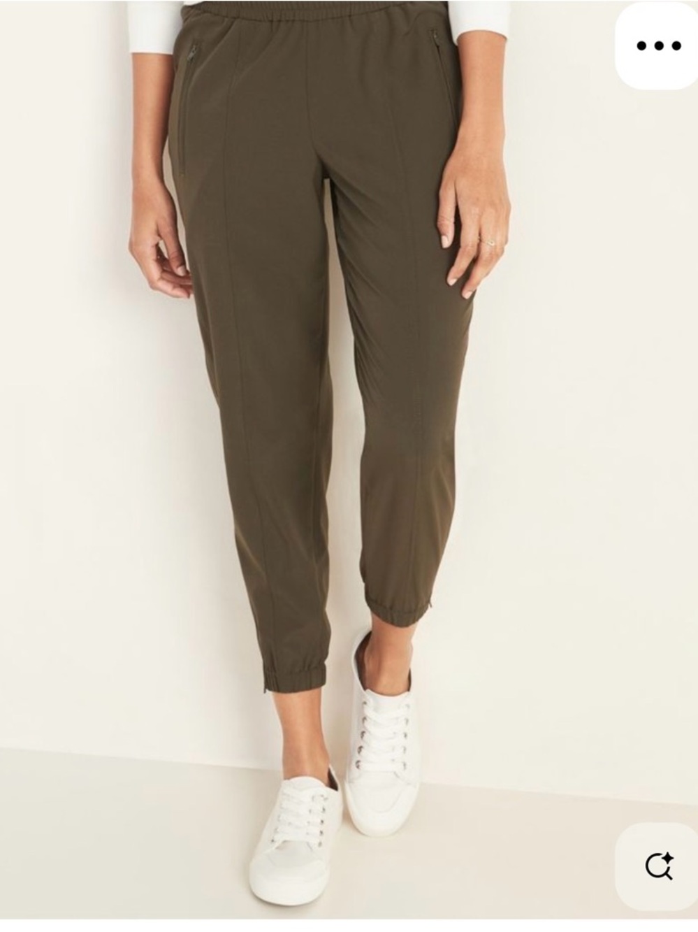 Olive Elastic-Waist Jogger Pants - Women
